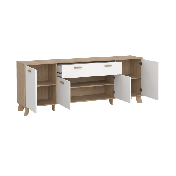 Estate sknk i hvid egelook 196 cm med 4 lger og 1 skuffe