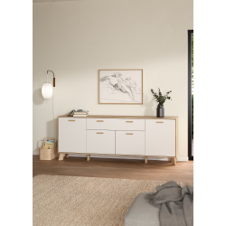 Estate sknk i hvid egelook 196 cm med 4 lger og 1 skuffe