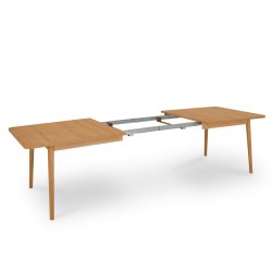Tsinge spisebord i naturolieret ege finr 200(300) x 100 cm med tillgsplader