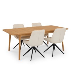 Tsinge spisebord i naturolieret ege finr 200(300) x 100 cm med tillgsplader