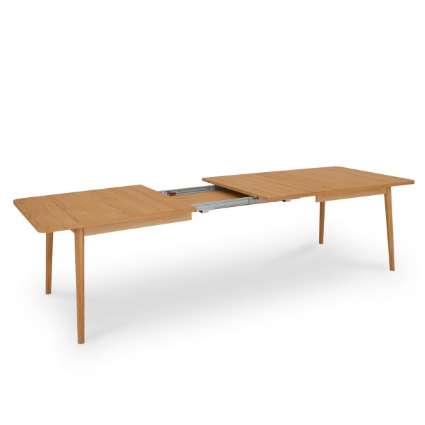 Tsinge spisebord i naturolieret ege finr 200(300) x 100 cm med tillgsplader