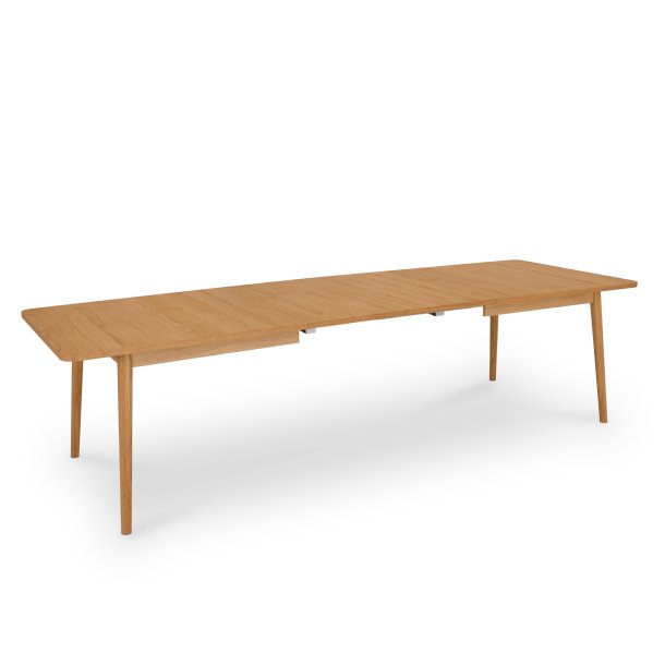 Tsinge spisebord i naturolieret ege finr 200(300) x 100 cm med tillgsplader