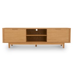 Tsinge TV-bord i naturolieret ege finr 180 x 45 cm, lger med soft close og ledningsudtrk