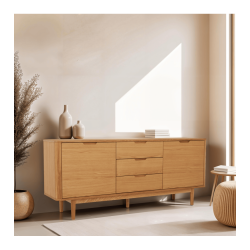 Tsinge sknk i naturolieret ege finr 180 x 45 cm, 3 sektioner med soft close