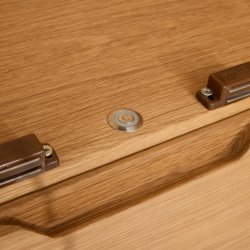 Tsinge vitrineskab i naturolieret ege finr 190 x 100 cm med soft close og indbygget LED lys