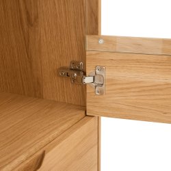 Tsinge sknk i naturolieret ege finr 146 x 124 cm med soft close og indbygget LED lys