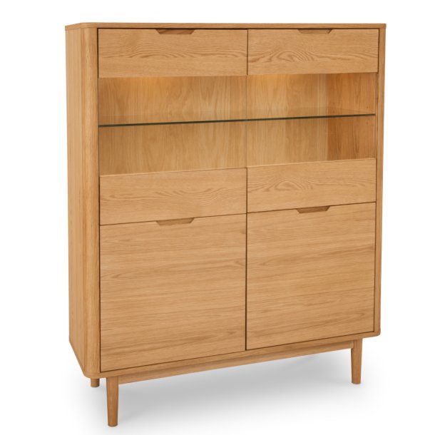 Tsinge sknk i naturolieret ege finr 146 x 124 cm med soft close og indbygget LED lys