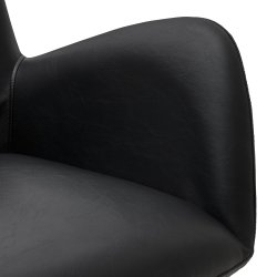  London spisebordsstol i kunstlder med metal stel og drejefunktion sort