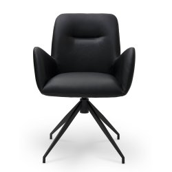  London spisebordsstol i kunstlder med metal stel og drejefunktion sort