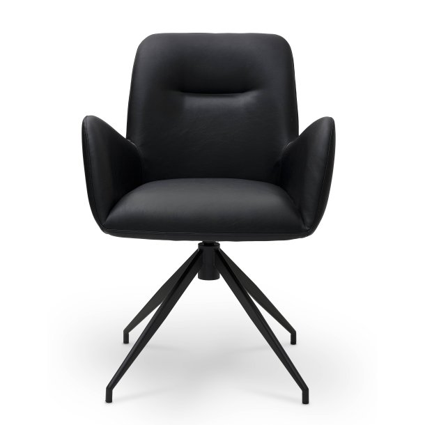  London spisebordsstol i kunstlder med metal stel og drejefunktion sort