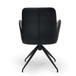  London spisebordsstol i kunstlder med metal stel og drejefunktion sort
