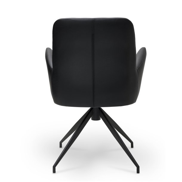  London spisebordsstol i kunstlder med metal stel og drejefunktion sort