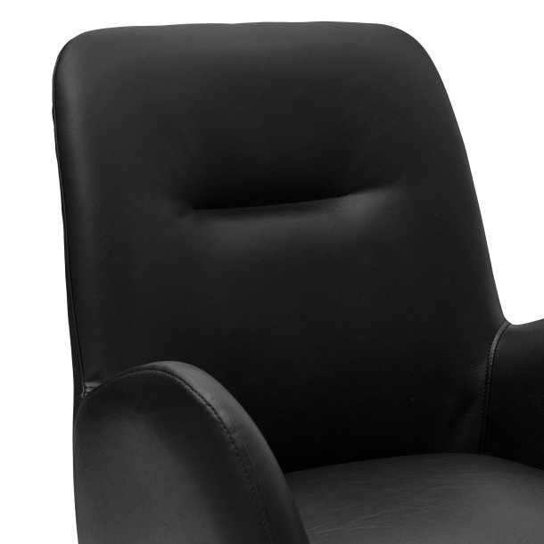  London spisebordsstol i kunstlder med metal stel og drejefunktion sort