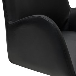  London spisebordsstol i kunstlder med metal stel og drejefunktion sort