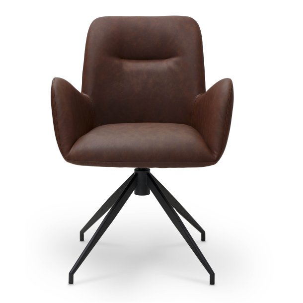 London spisebordsstol i kunstlder med metal stel og drejefunktion lysebrun