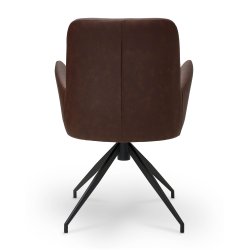 London spisebordsstol i kunstlder med metal stel og drejefunktion lysebrun
