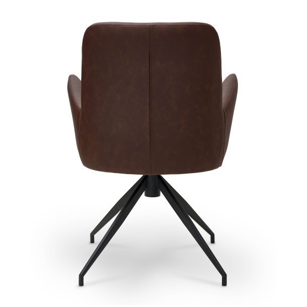 London spisebordsstol i kunstlder med metal stel og drejefunktion lysebrun