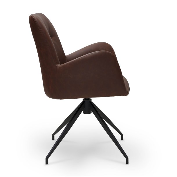 London spisebordsstol i kunstlder med metal stel og drejefunktion lysebrun