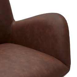 London spisebordsstol i kunstlder med metal stel og drejefunktion lysebrun