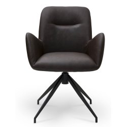 London spisebordsstol i kunstlder med metal stel og drejefunktion mrkebrun