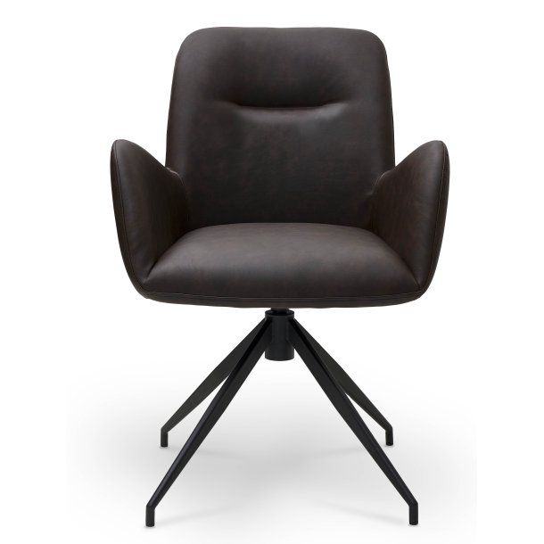 London spisebordsstol i kunstlder med metal stel og drejefunktion mrkebrun