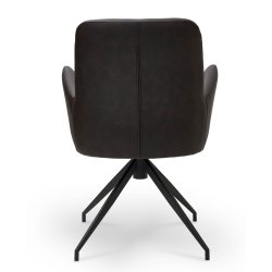 London spisebordsstol i kunstlder med metal stel og drejefunktion mrkebrun