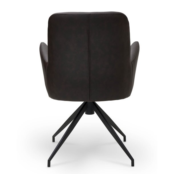 London spisebordsstol i kunstlder med metal stel og drejefunktion mrkebrun