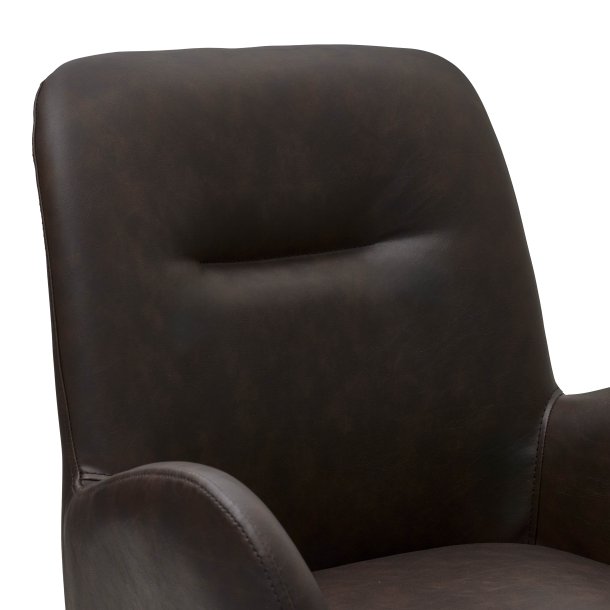 London spisebordsstol i kunstlder med metal stel og drejefunktion mrkebrun