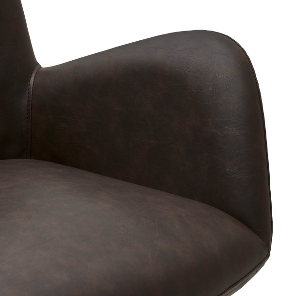 London spisebordsstol i kunstlder med metal stel og drejefunktion mrkebrun