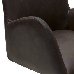 London spisebordsstol i kunstlder med metal stel og drejefunktion mrkebrun