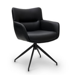 Chicago spisebordsstol i kunstlder med metal stel og drejefunktion sort