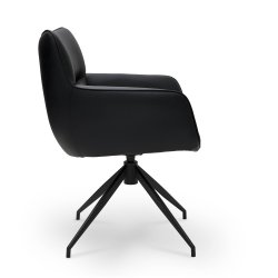 Chicago spisebordsstol i kunstlder med metal stel og drejefunktion sort