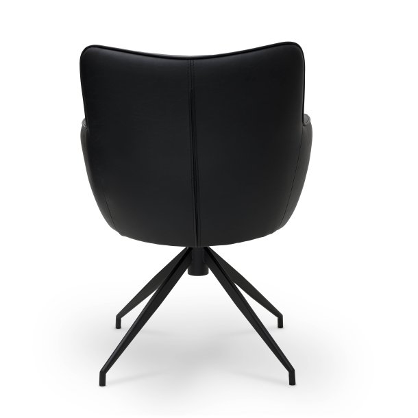 Chicago spisebordsstol i kunstlder med metal stel og drejefunktion sort