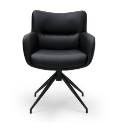 Chicago spisebordsstol i kunstlder med metal stel og drejefunktion sort
