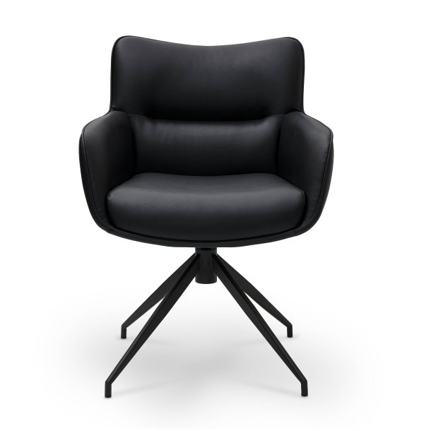 Chicago spisebordsstol i kunstlder med metal stel og drejefunktion sort