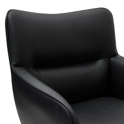 Chicago spisebordsstol i kunstlder med metal stel og drejefunktion sort