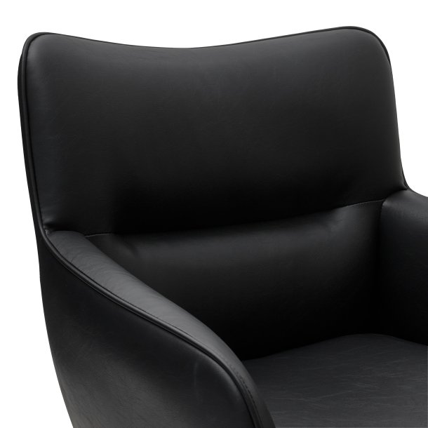 Chicago spisebordsstol i kunstlder med metal stel og drejefunktion sort