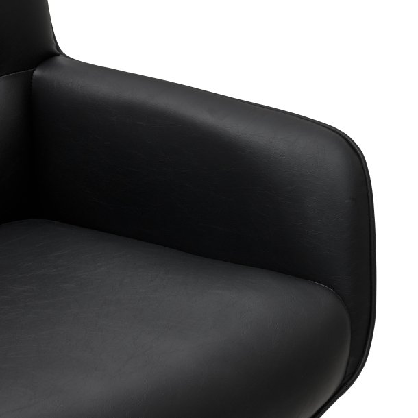 Chicago spisebordsstol i kunstlder med metal stel og drejefunktion sort