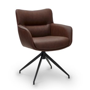 Chicago spisebordsstol i kunstlder med metal stel og drejefunktion lysebrun