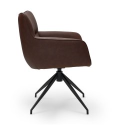 Chicago spisebordsstol i kunstlder med metal stel og drejefunktion lysebrun