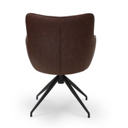 Chicago spisebordsstol i kunstlder med metal stel og drejefunktion lysebrun
