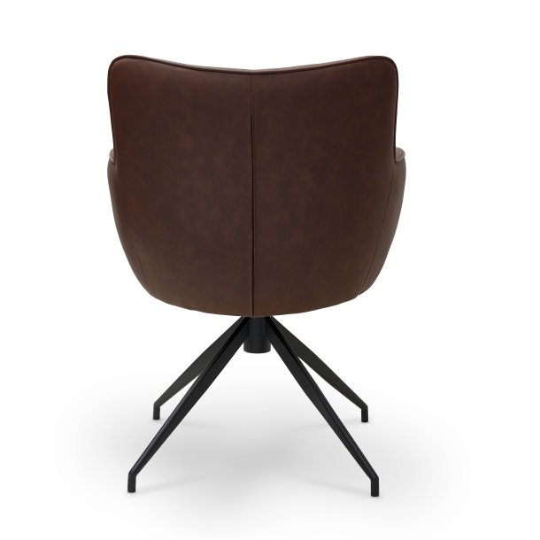 Chicago spisebordsstol i kunstlder med metal stel og drejefunktion lysebrun
