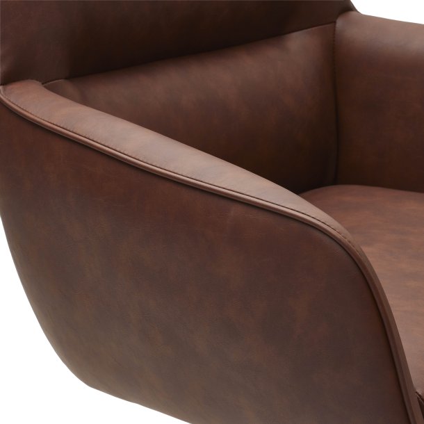 Chicago spisebordsstol i kunstlder med metal stel og drejefunktion lysebrun