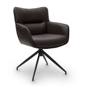 Chicago spisebordsstol i kunstlder med metal stel og drejefunktion mrkebrun
