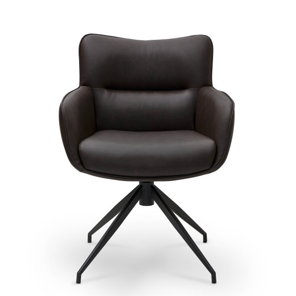 Chicago spisebordsstol i kunstlder med metal stel og drejefunktion mrkebrun