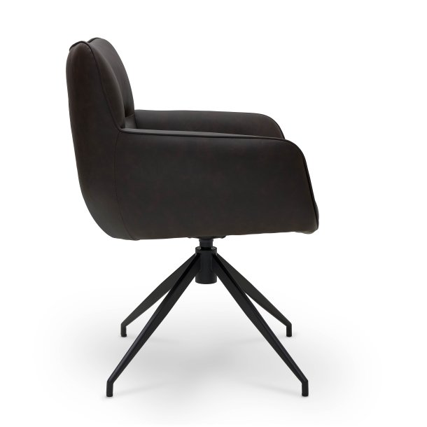 Chicago spisebordsstol i kunstlder med metal stel og drejefunktion mrkebrun