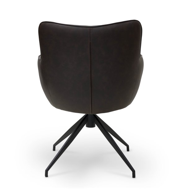 Chicago spisebordsstol i kunstlder med metal stel og drejefunktion mrkebrun