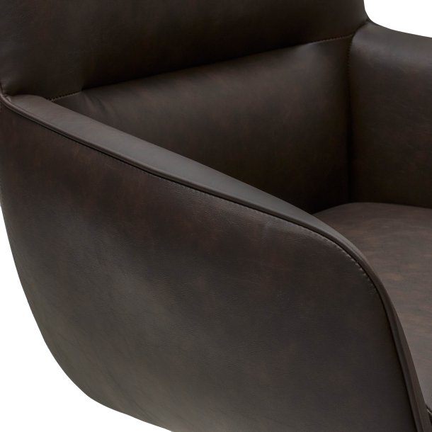 Chicago spisebordsstol i kunstlder med metal stel og drejefunktion mrkebrun