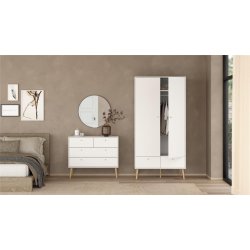 Esbjerg garderobeskab 100 cm bred, 2 lger og 2 skuffer i hvid