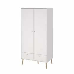 Esbjerg garderobeskab 100 cm bred, 2 lger og 2 skuffer i hvid